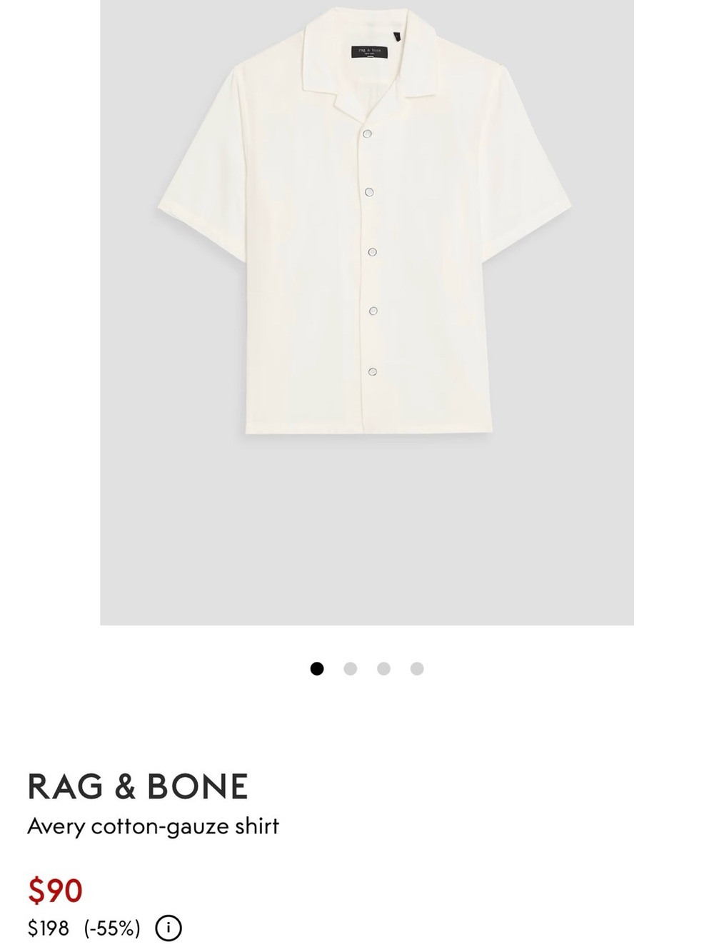 Rag & Bone Avery Cotton Gauze Shirt, Size XXL, NWT